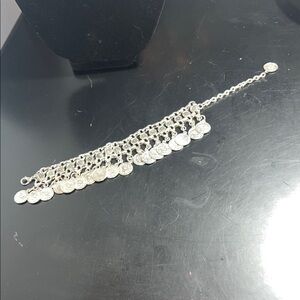 Silver tone Coin Charm Ankle Bracelet
